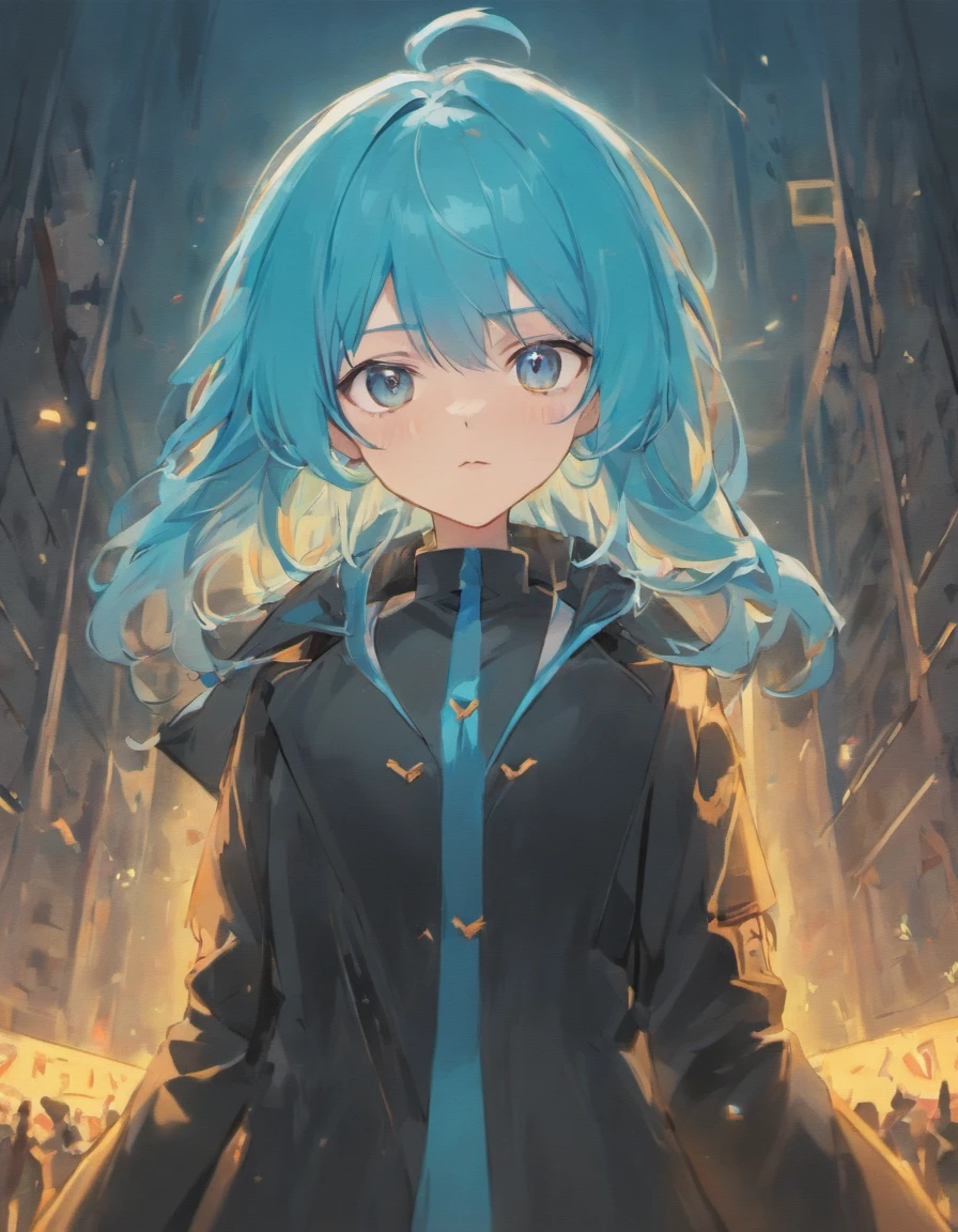 Pale blue hair,Amber pupils,a black trench coat,Armed with a long straight knife,Limuru