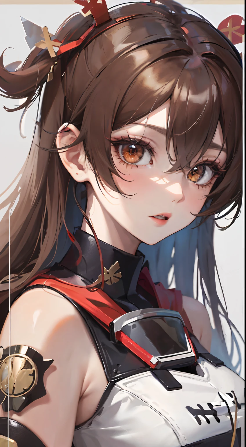 amber,2D, masutepiece, Best Quality, extremely detailed eye, Highly detailed face、The upper part of the body