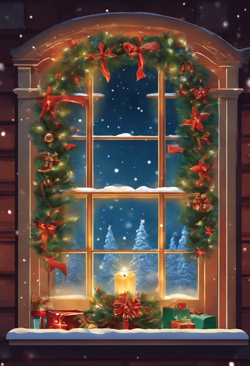 window, Christmas, the night