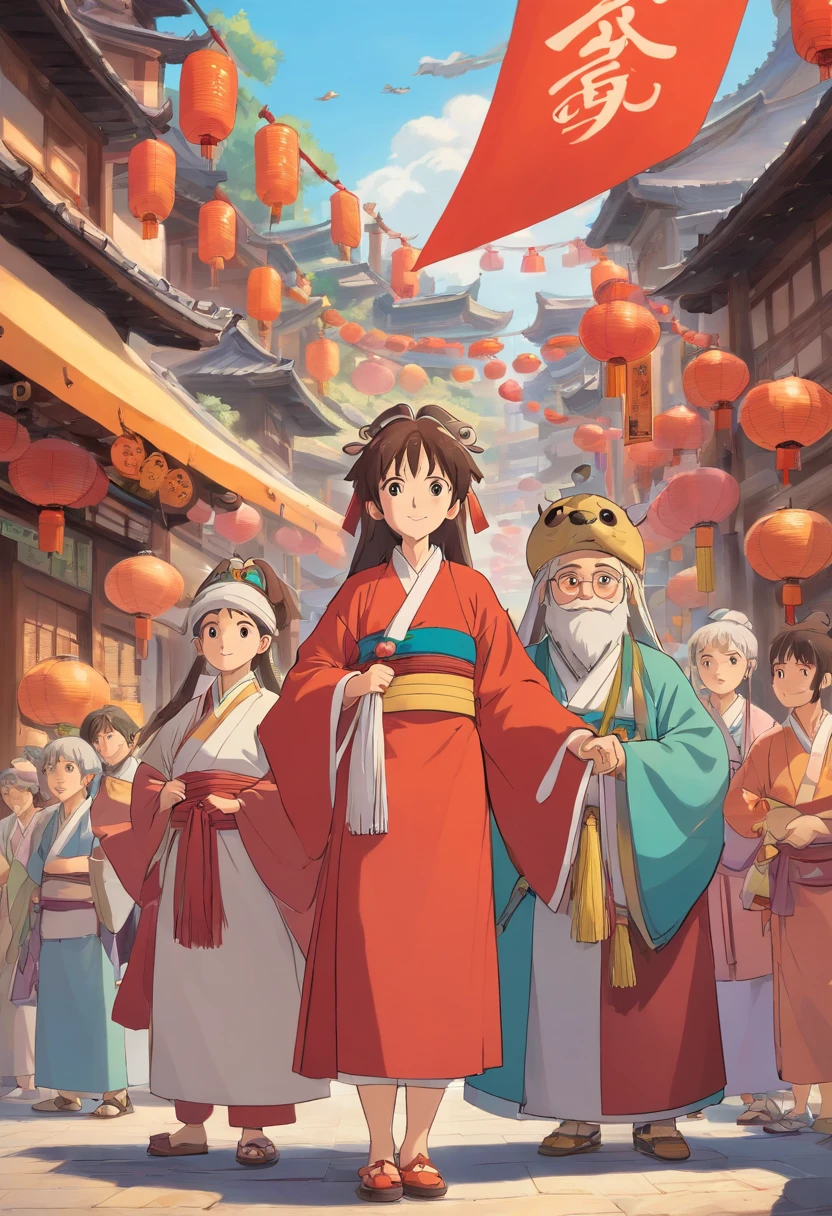 Men and women wear Zhuang costumes(Men and women gathered around the square,Looks lively)