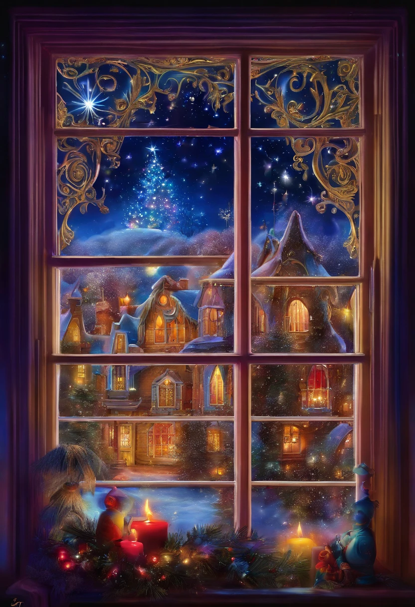 window, Christmas, the night