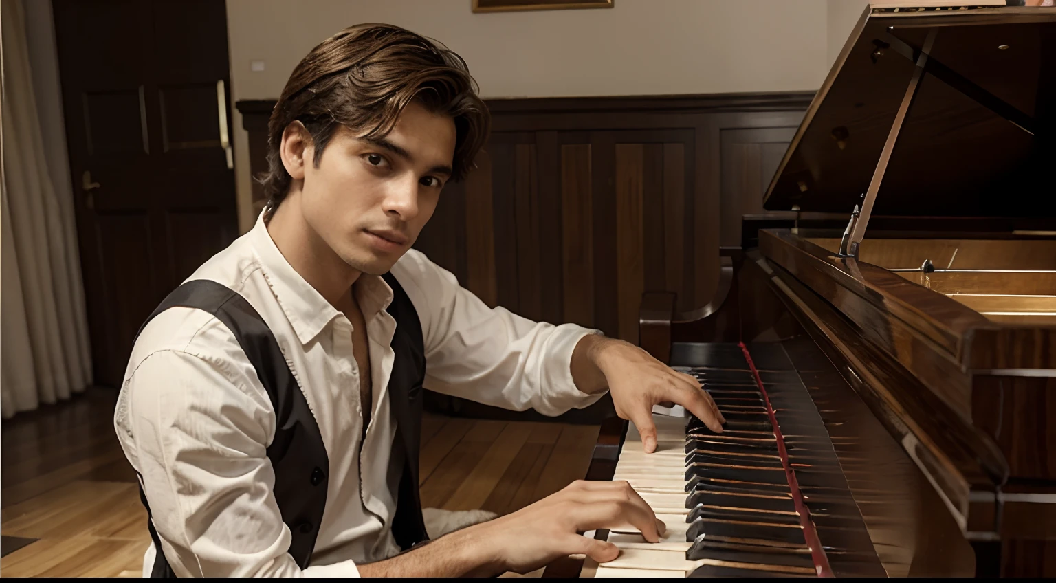 HOMEM JOVEM JUDEU TOCANDO PIANO EM 1912