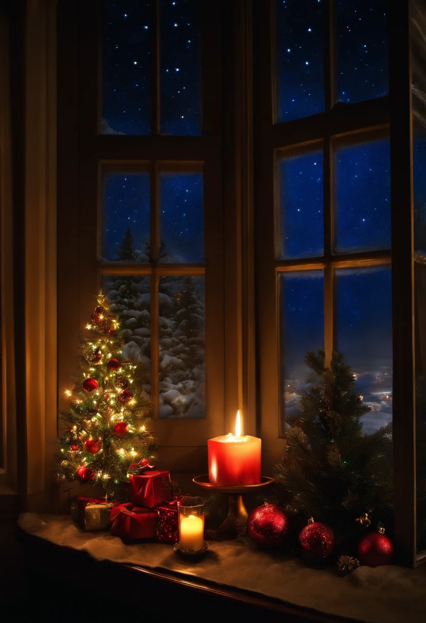 window, Christmas, the night