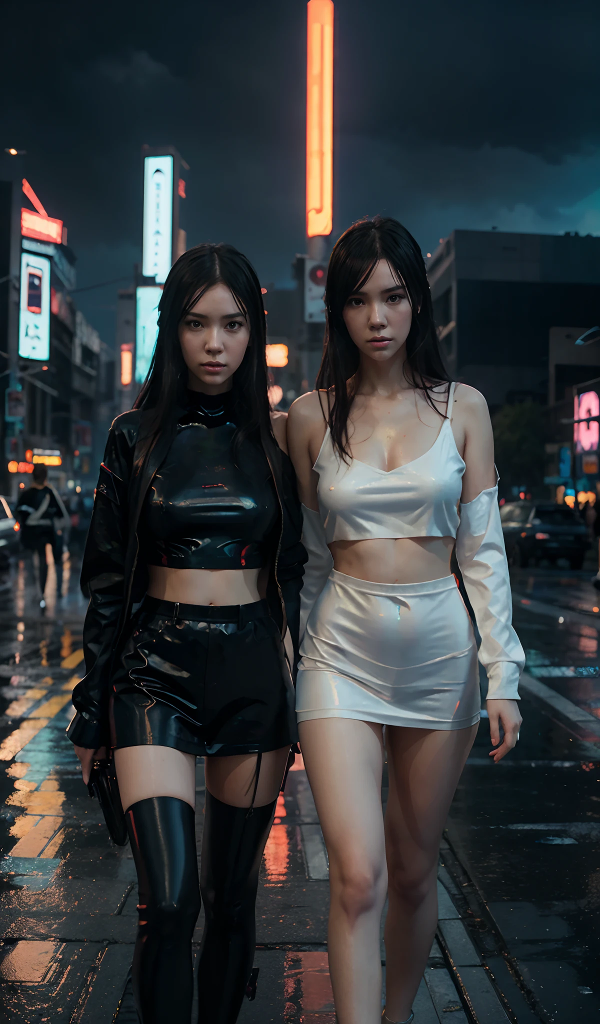 a couple of girls, cyberpunk art, inspired by Yanjun Cheng, hyperrealism, cushart kenz, unknown artist, late evening, after rain and no girls, artgerm and atey ghailan, guweiz masterpiece, wlop |