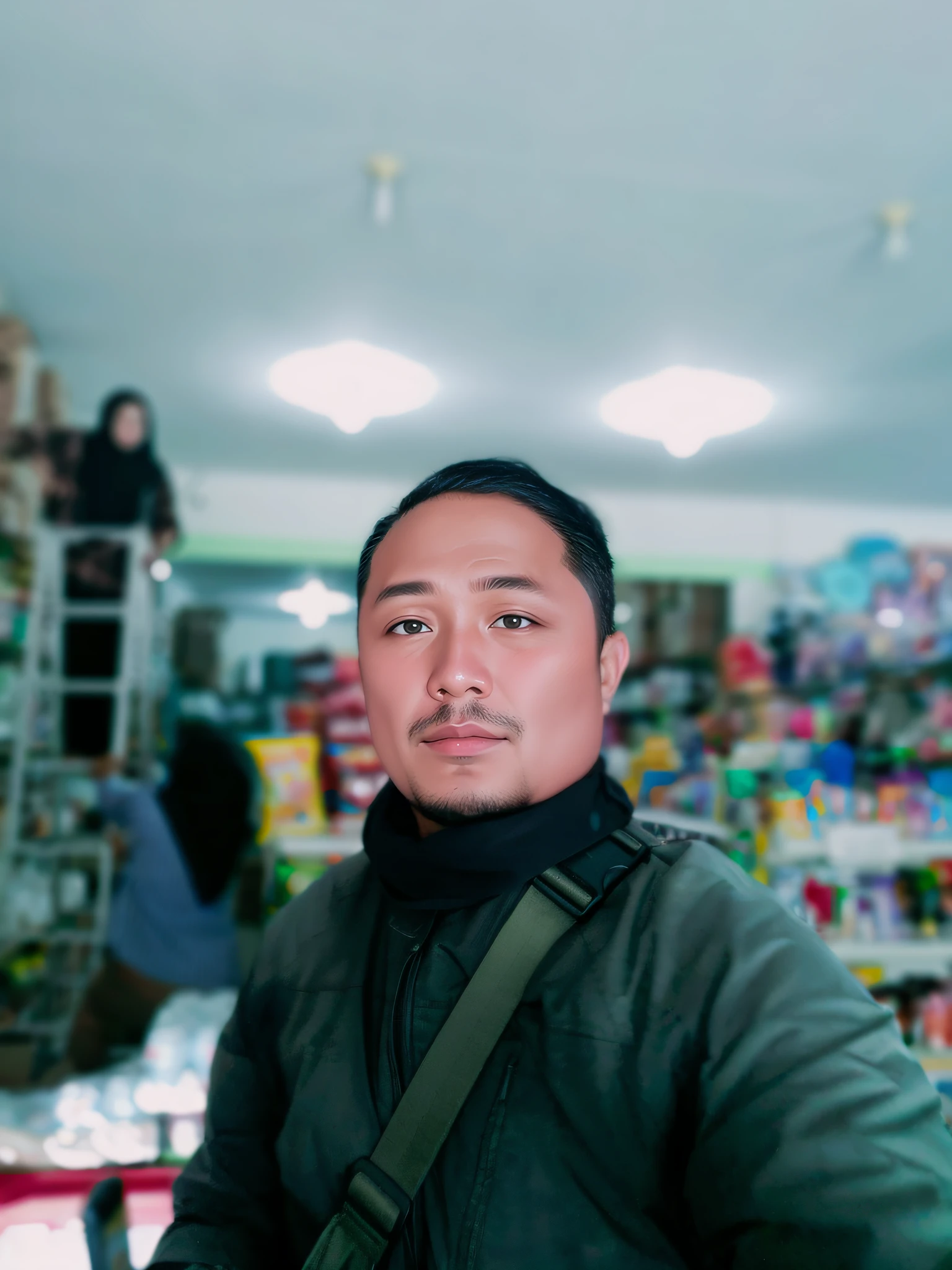 there is a man standing in a store with a camera, shot on nikon z9, ramil sunga, with accurate face, khyzyl saleem, shot on canon eos r5, shot on canon eos r 5, taken with sony alpha 9, john jude palencar, 8k selfie photograph, captured on canon eos r 6, mohamed chahin