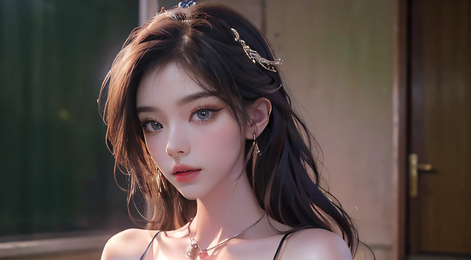 Top quality work Photorealistic works Ultra Premium Graphics，8K HD CG works，High-quality graphics，High-definition fine CG works，10x pixel，Ultra-fine details：1.1，Advanced technical details：1.1Photographically realistic Indoor lighting effects：1.5，Natural light：1.5. light effect（Virtual Light Effects：1.8），超A high resolution ,Transparent hair，High Detail Hair（Premium Hair Detail：1.1）Clear eyes，Good looking double eyelids，Sharp eye makeup, Delicate makeup for eyelashes, Thin eyebrows, ultradetailed eyes，High Nose, lovely red lips, Rose cheeks, Face with delicate makeup , Pretty Face, A perfectly proportioned face,（Advanced facial details：1.1）, Women's Artwork，full-body view，Goddess of Dress，，amazing，Today's eyes are brightphotorealistic, high resolution, 1women, shining skin, solo, jewelry, pink lips, long white hair, blue eyes, closed mouth, hips up, black fur coat,
