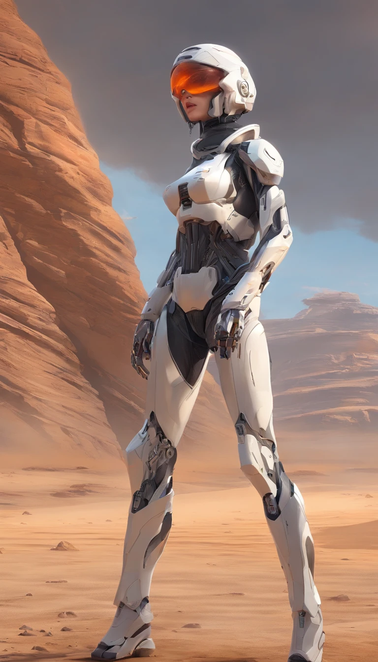 ((Best Quality)), ((Masterpiece)), ((Realistic)), ((Best Quality)), ((Masterpiece)), ((Realistic)), Robot girl walking in the desert, looking tired, Wearing loose-fitting clothing Long-sleeved shirts and pants, headdress, Sunglasses, very extremely beautiful, in a natural and casual style at eye level, painterly, Masterpiece, (hight resolution), Original, extremely detailed 8K , (Photorealistic:1.4),flawless face, Perfect eyes,symmetrical body shape,Smile,