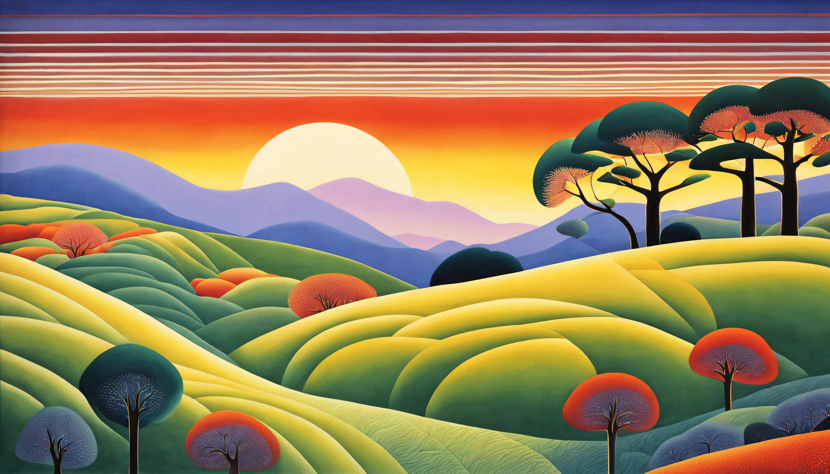beautiful landscapescape in early December, fresh morning light, artwork in the style of Kazumasa Nagai & Tarsila do Amara