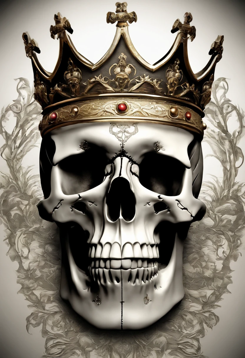 Human skull wearing a crown, death to kings and tyrants written above and below in fancy script, Biomechanical, eerie, Creepy, nightmarish, Mshiff, wallpaper art, UHD wallpaper