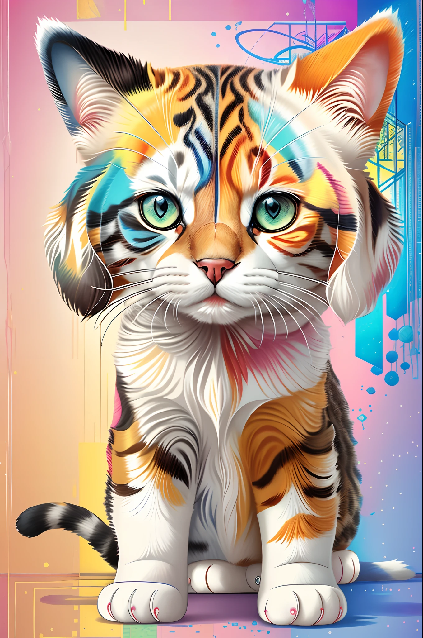 (Realistic cat Beagle ),  Eduardo Kobra acolchoamento ,multidimensional geometric wall PORTRAIT, arte, Chibi,
Yang016K, lindo, Colouring,
Primary works, qualidade superior, melhor qualidade, Arte Oficial, Beautiful and Aesthetic,