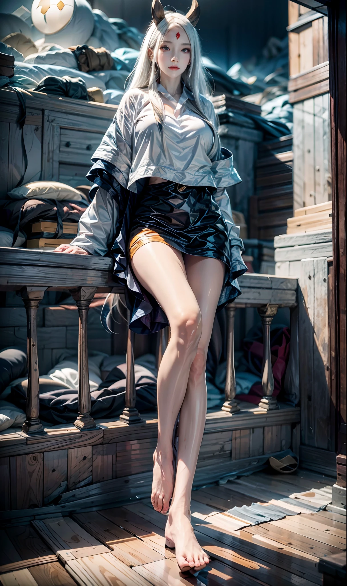 "(Masterpiece, High Definition, Ultra High Definition, 4K) Black hair, 14 years old Japan girl, uniform skirt, emphasizing thighs, white thighs, soft thighs, glossy thighs, sitting on the train, face-to-face angle, (angle from below),sitting in the train seat,Sitting in front,Zoom camera in the crotch,Feet on the train floor,Full body,Looking down and sleepy,Looking at the viewer only", best quality, ultra high definition, (photorealistic:1.4),, high resolution, detail, raw photo, sharp re, Nikon D850 film stock photo by Lee Jefferies 4 kodak portra 400 camera f1.6 lens rich colors hyper realistic lively textures dramatic lighting unreal engine artstation trends cinestir 800,