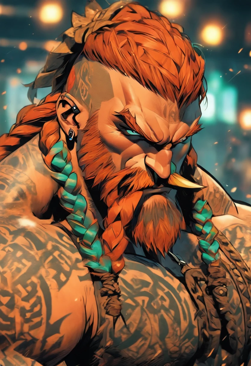 Viking Bodybuilding, coberto em , com tatuagens, Botas de couro, luvas de couro, calcinha de couro, Montanhas Congeladas, eixo, piercing no mamilo, suspenders, fogo azul, anel, barba grande, coxa enorme, fisiculturista, , Um 3 metros de altura, exposto , red hair, BDSM, NSFW, perfeito , gordura , grosso , fino , HD realista , Porcos e tatuagens, Abra seus olhos verdes, pose sexy, rosto sensual