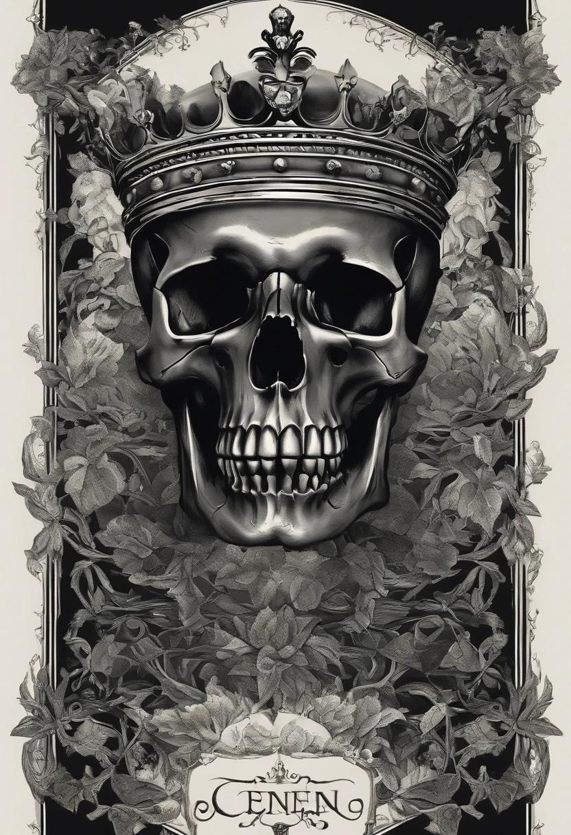Human skull wearing a crown, death to kings and tyrants written above and below in fancy script, monochrome, Biomechanical, eerie, Creepy, nightmarish, Mshiff, wallpaper art, UHD wallpaper