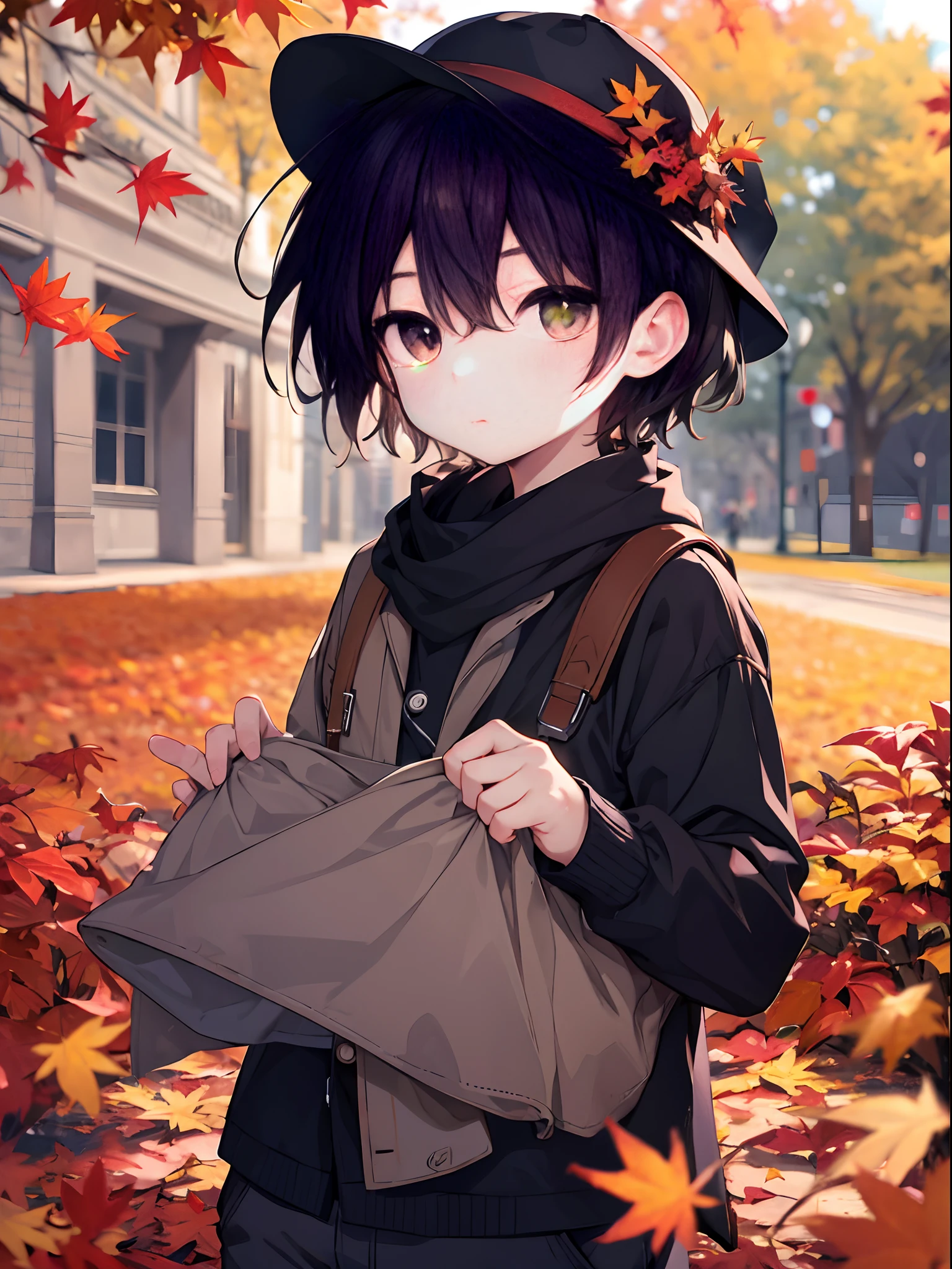Autumn Clothes Boy Big Eyes Handsome Blur Background