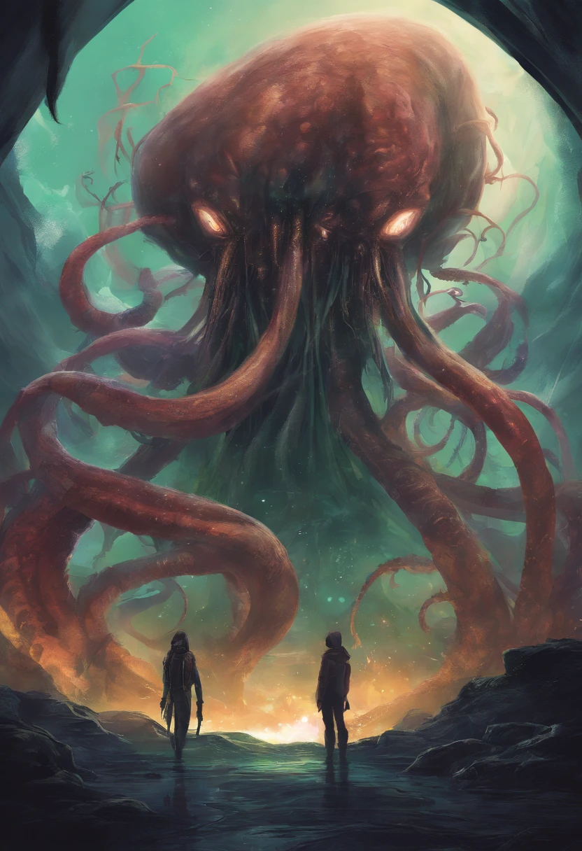 Visual novel, Alien tentacles, smilling, fantasy, dnd, lovecraftian