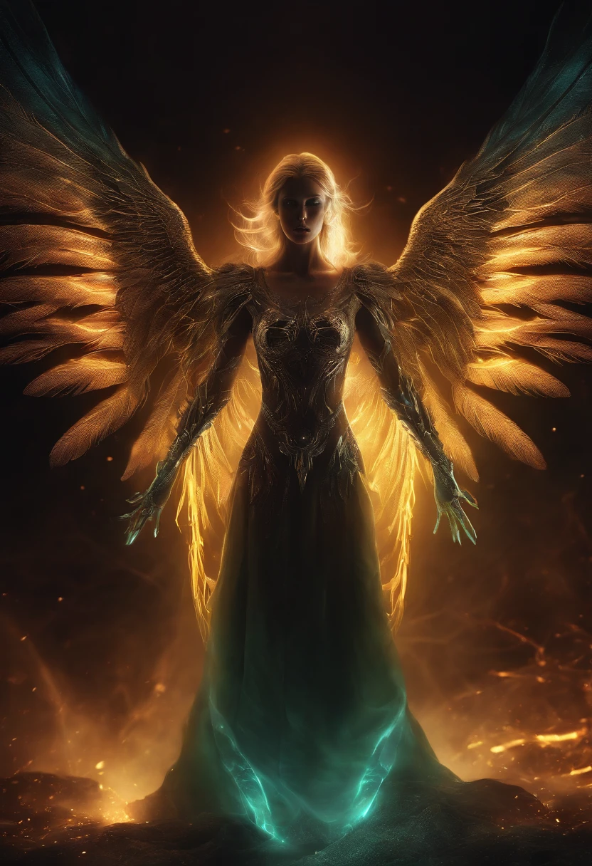 Cosmic Fallen Angel, glowing light eyes, Biomechanical, eerie, Creepy, nightmarish, Very bright colors, Light particles, with light glowing, Mshiv, wallpaper art, Ultra HD wallpaper universe fallen angel, glowing light eyes, Biomechanical, eerie, Creepy, nightmarish, Very bright colors, Light particles, with light glowing, Mshiv, wallpaper art, Ultra HD wallpaper universe fallen angel, Bright and clear eyes, Biomechanicals, Strangely, horrid, nightmare, Very bright colors, Light particles, There is bright light, Mshiv, wallpaper art, ultra HD wallpaper