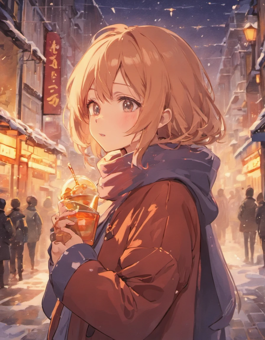 In the winter cold period、Wearing a muffler、I'm drinking warm cocoa、