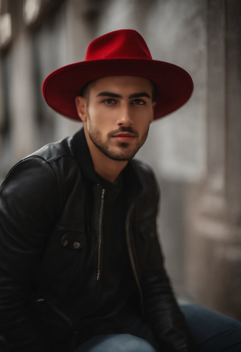 Man with a red hat sitting in front of a wall, foto de perfil headshot, em torno de 1 9 anos, halfbody headshot, 1 / 2 headshot, taken in the early 2020s, retrato de alta qualidade, 1 / 4 headshot, foto de perfil profissional, Foto de perfil, foto headshot, nice afternoon lighting, foto atraente, Brandon, cara bonita