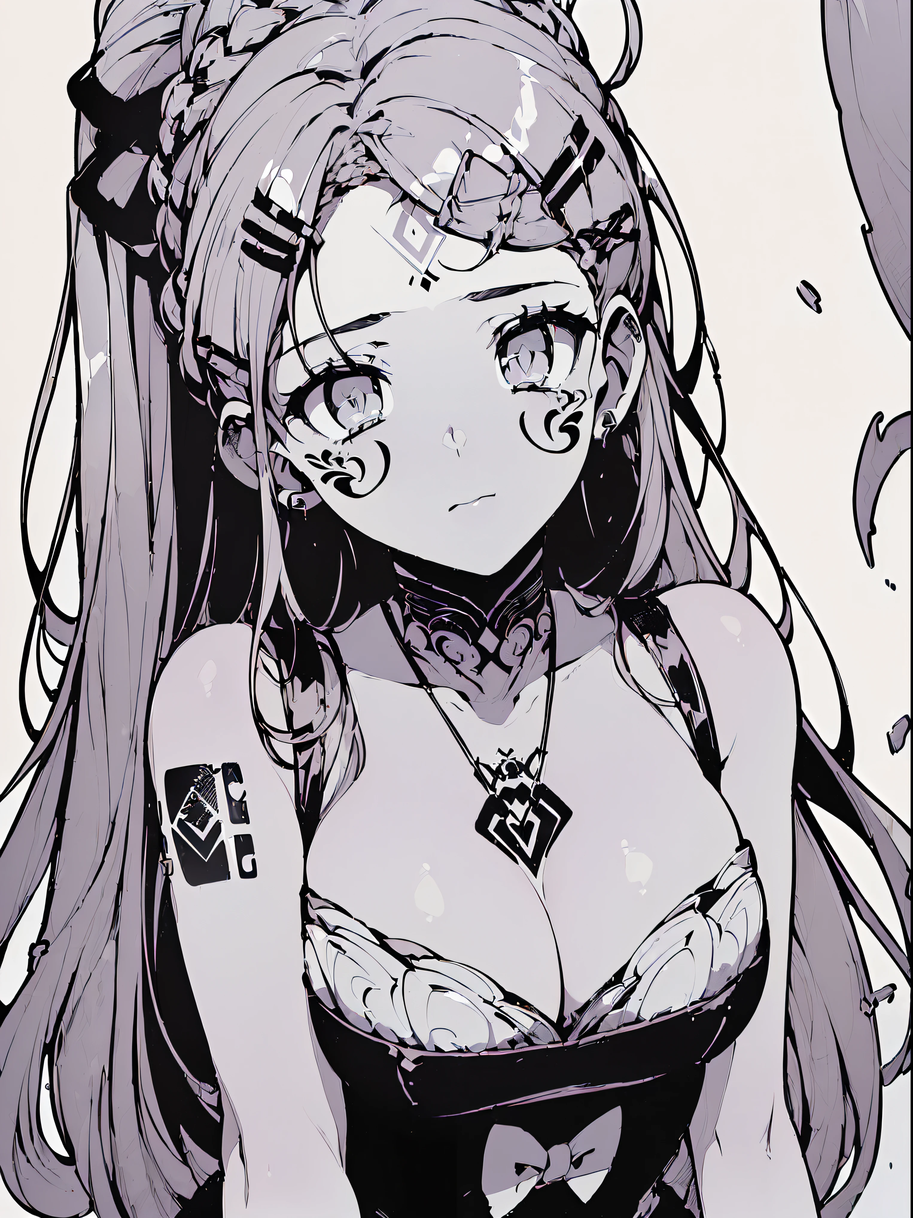 (((((((Vaporwave style,gasping,monochromatic world, using only shades of snowy white and black,facial tattoo,pubic tattoo,tsundere,))))))(((off shoulders,hakama,corset,))) (((star necklace,blush:1.2,baggy cuffs,))), (geometric:1.1), ((1girl,under-aged,amazing,sharp focus,seductive girl,Solo,from above:1.2))(((Masterpiece,Best quality, offcial art, Beautiful and aesthetic:1.2))),((incredibly_absurdres,Golden ratio,)) (16k),((bust shot,focus on face:1.2,demon,sagging breasts)),(Physically-based rendering),Sharp focus, (((highdetailskin))),Intricately detailed clothing,Delicate pupils,heart pupilsreflected pupils,danfeng eye,((((detailed hair|middle hair|long bangs|Long bold side bangs|top bow|huge ahoge|high ponytail|french braid)))),Slender,(masterpiece sidelighting),(The sheen),(beautiful hair,beautiful eyes,)((unbelievable Ridiculous quality,blur background,sakura trees)),((extremely_Detailed_Eyes_and_face)),Movie girl,(Dynamic configuration: 1.2),Brilliant,Glossy, (Photorealistic), ((hairclip)), two-sided fabric,disheveled hair,Ultra-precise depiction, Ultra-detailed depiction,