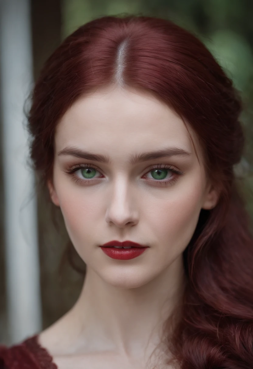 (((a deep reddish wound crosses her left cheek))) fair complexion, woman around 19 years old, natural white hair, distinctive green eyes, wearing kohl, slender and graceful, beautiful, candlelight in a medieval setting, ultra sharp focus, realistic shot, medieval female clothes, tetradic colors (scar:1.4)