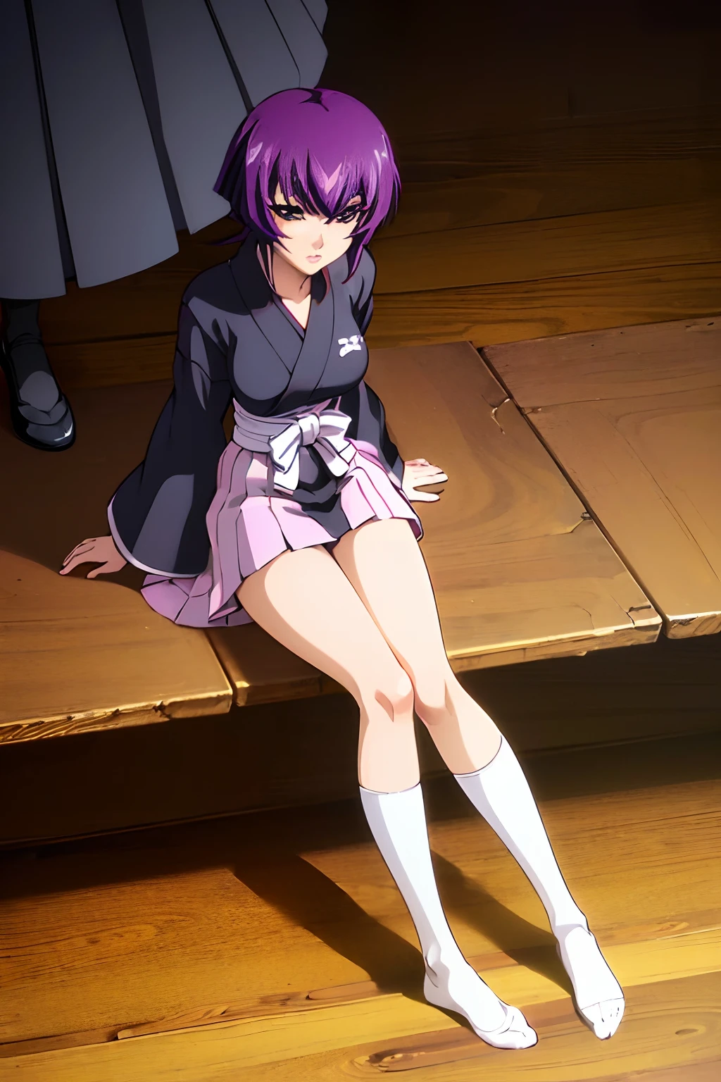 (((Koubuin Yuuhi))), ((Muv Luv)), (black kimono),(shinigami kimono) (perfect eyes), (anime girl), ((tabi socks)), (white socks) (no shoes), (beautiful), (Detailed Feet), (Ultra Real), (Illustration), (High Resolution), (8K), (Very Detailed), (Best Illustration), (Beautiful Detailed Eyes), (Best Quality), (Super Detailed), (Masterpiece), (Detailed Face), Solo,