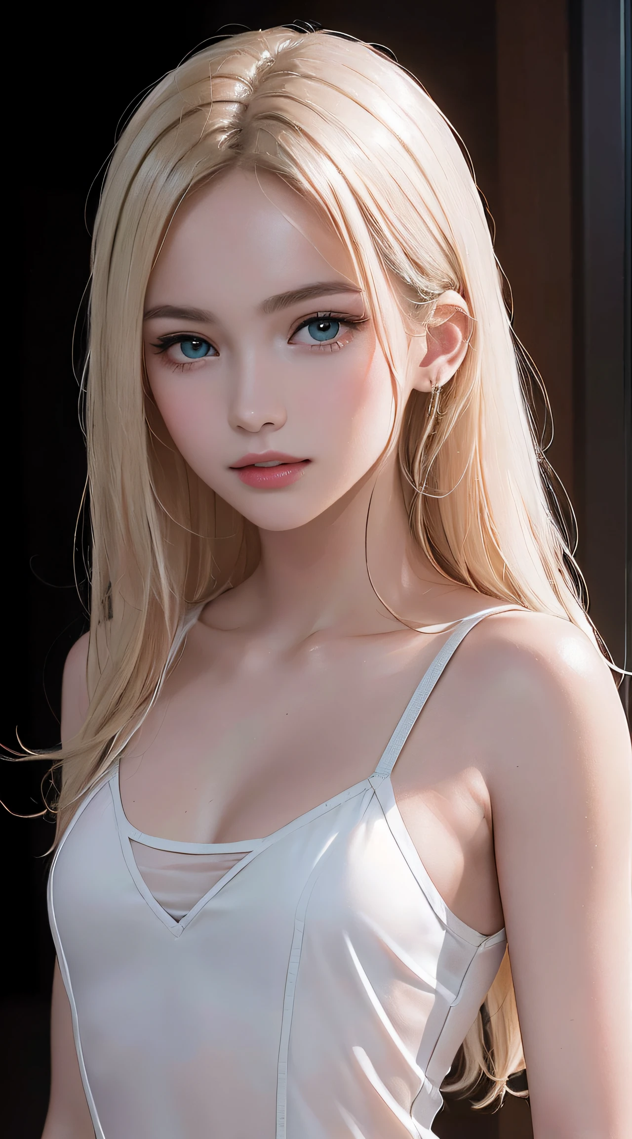 (8K, RAW Photos, of the highest quality, Masterpieces: 1.2), (Realistic, Photorealistic: 1.37), Highest Quality, Ultra High Resolution, light  leaks, Dynamic lighting, Slim and smooth skin, (Full body:1.3), (Soft Saturation: 1.6), (Fair skin: 1.2), (Glossy skin: 1.1), Oiled skin, 22 years old, Night, shiny white blonde, Well-formed, Hair fluttering in the wind, (Close-up shot of face only:1.2), Physically Based Rendering, From multiple angles, (Girl in a glass bottle:1.2), all-fours, Chest is sheer, (Smaller chest:1.2), cleavage of the breast, Lower breast, (Transparent costume:1.3), Not wearing a cloak, Beautiful eyes,Break HA,(8K, RAW Photos, of the highest quality, Masterpieces: 1.2), (Realistic, Photorealistic: 1.37), Highest Quality, Ultra High Resolution, focused eyes, light  leaks, Dynamic lighting, Slim and smooth skin, (Full body:1.3), (Soft Saturation: 1.6), (Fair skin: 1.2), (Glossy skin: 1.1), (Oiled skin:1.2), 18 years old, Night, Indoor, Strong morning light from the front, BREAK, shiny white blonde, Well-formed, Hair fluttering in the wind, (Close-up shot of face only:1.2), Physically Based Rendering, From multiple angles, (Cute:1.2), Beautiful hair blown in the wind, all-fours, Chest is sheer, Well equipped, Sheer, Transparent, Glittering Gemstones, beautiful body shape, It features a simple, BREAK, Hair volume decreases towards the ends of the hair, Beautiful skin without blemishes, (thin white small camisole,,,,,,,,,,,:1.2), Sparkly lips, The air is clear, shiny white blonde hair, Light is coming in from various directions, Hair through intense light, (Erotic:1.3), (Bare chest:1.2), (Small breasts:1.2), Under the breasts, narrowwaist, narrow shoulders, gazing at viewer, Big smile, spring, Bathing, Very small cloth