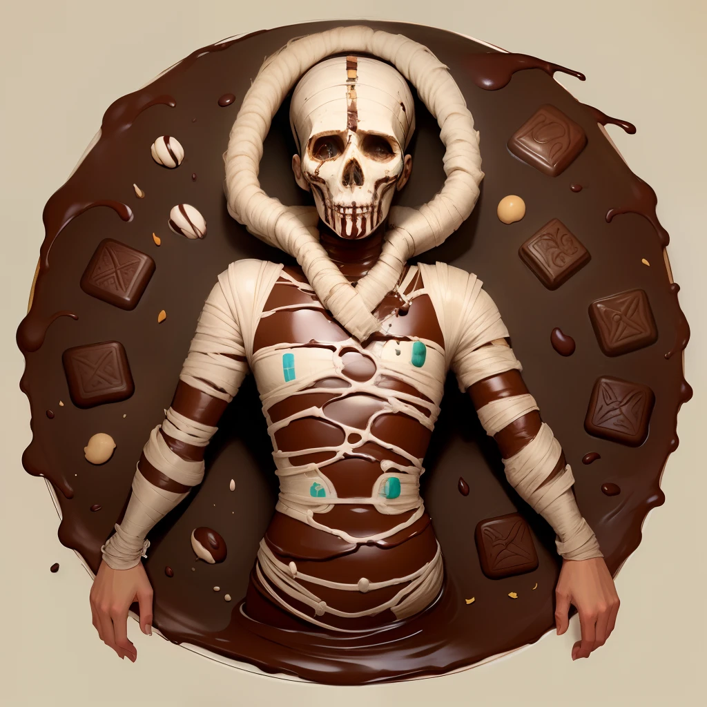 Cartoon mummy covered in chocolate