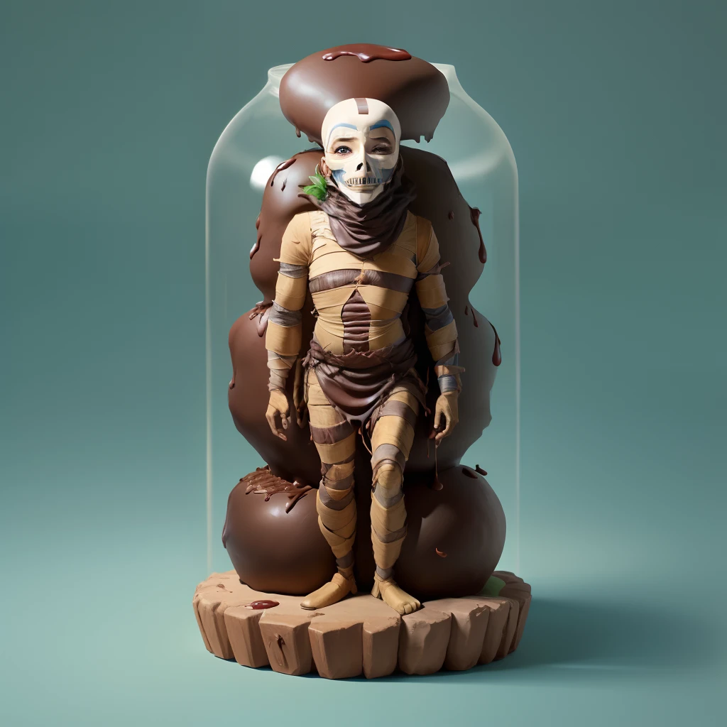 Cartoon mummy covered in chocolate