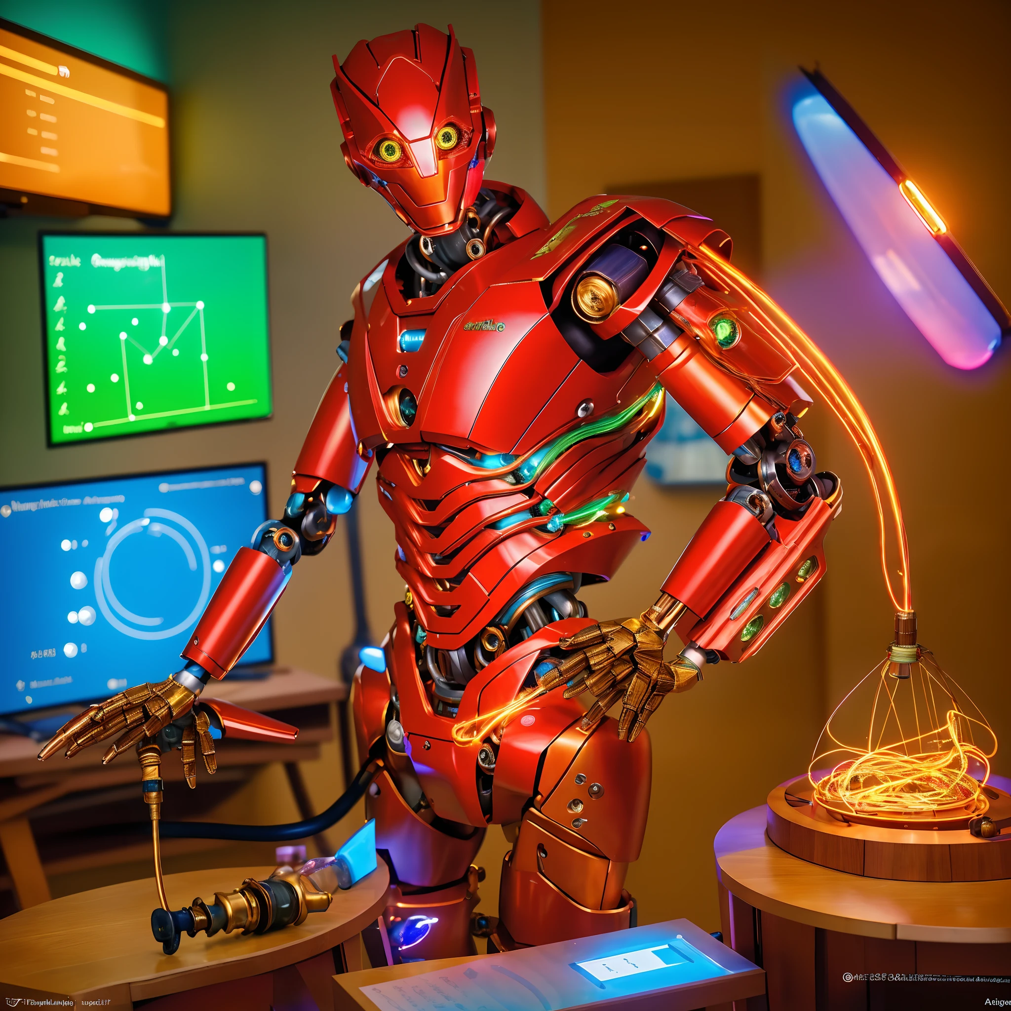 (ultradetailed), (ultrarealistic), (Masterpiece:1.2), (meticulously fine accute detailing), ((best quality, perfect detail, vivid masterpiece, absurdres, amplified enriched colorization, nsfw, ultra high octane rendering through unreal engine and cryo engine)),
in a cluttered unkempt mad scientists laboratory, intensely crowded room full of weird machinery and glowing multicolored liquid filled beakers and glass vials, many winding interwoven pipes and wires and hoses erratically scattered like webbing, nearing infinite gear works interlaced with coils, sprockets, interlocking mechanisms, pistons, switches and levers, unhoused mechanics, machinery wifh no casing, flashing lights on consoles and other devices, many screens with graphs charts tables and mathematics, on a large central metallic shimmering crisp sharp hard table, advanced futuristic many armed medical machines all working in unison, weaving flesh and mechanics together like intricate fabric, finely intertwined, brilliantly designed, anatomic robotic erotic android, being created and given sentience, spark of life, awakening, a beautiful bionic bitch, naked fleshwoven cybernetic , hot tight fit sleek unique creation, purposely designed for use as a sexual object, sex android, cyborg , synthetic , pleasure programmed, magnificent appearance with eye blistering sharpness enhanced by vivid visual special effects applied gratuitously to precisely portray the ultimate perfection of weaving robotics and living flesh together as one in absolute harmony, quadratic enhancement of resolution, upscale enhancement applied each time, creating octagonal image enhancement integrated into final flawless composition,