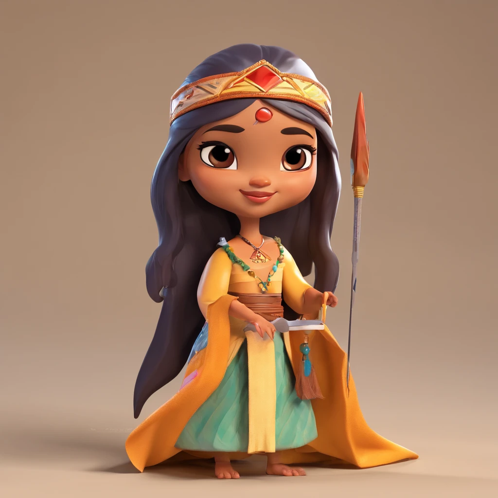 um close up de uma boneca com uma capa em um fundo branco, Pocahontas, Portrait of baby Pocahontas, Estatueta de PVC, pvc posable figure, Regal Pose, Portrait of a baby Pocahontas, estatueta de brinquedo de vinil, personagem disney, estatueta, plastic action figure, animation character, character is in her natural pose, action figurine toy, pose majestosa