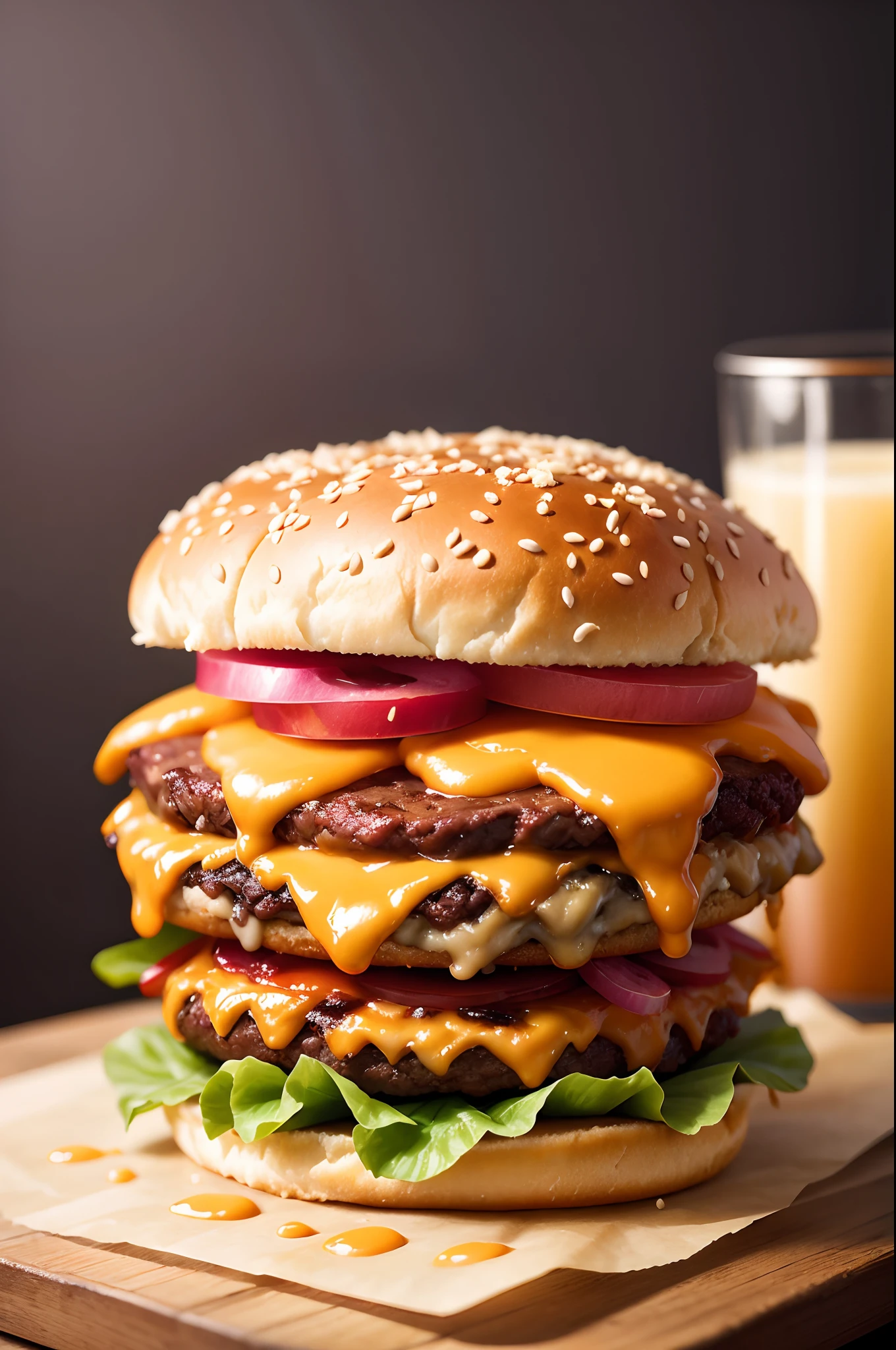 A delicious Hamburger,beef,cheese