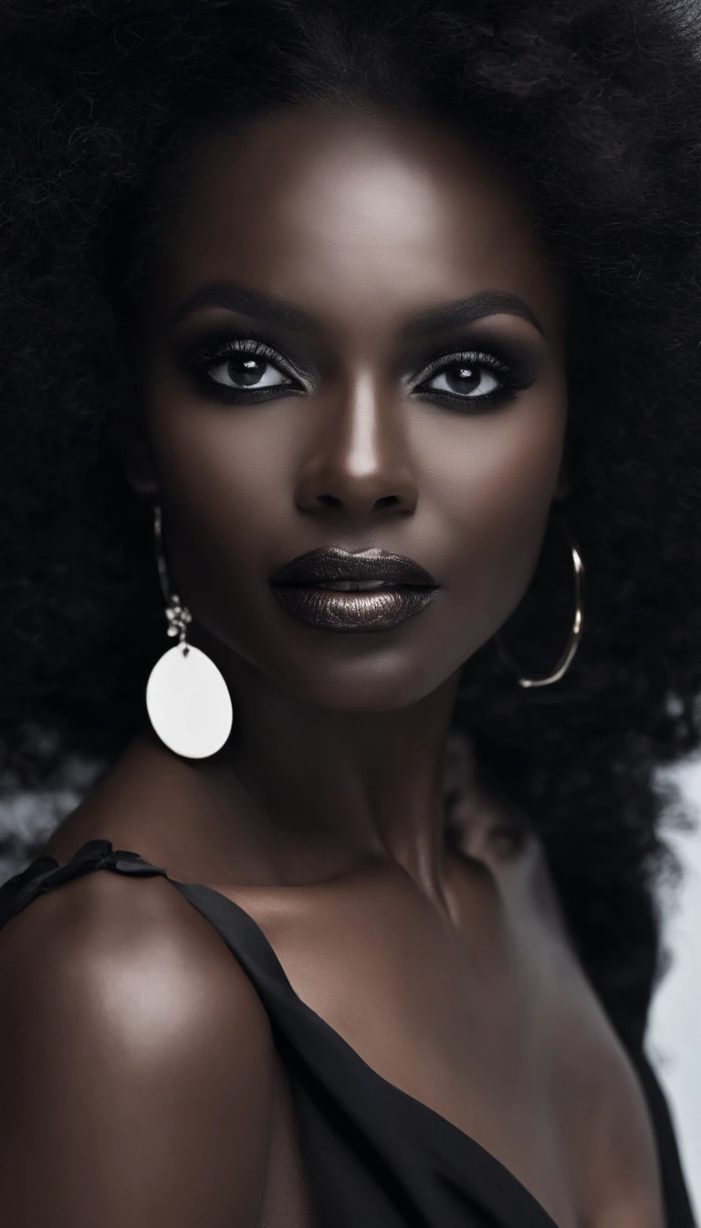 1girll，（（（Dark black skin 1.2））），ballet flats，Mature middle-aged woman，Conservative Women，Professional Dress，Smoky makeup，freckle，Dark eyeshadow，Full-body art，Black skin，a dark tanned skin，Melanin pigmentation of the skin，very dark skin，Exposed outdoors