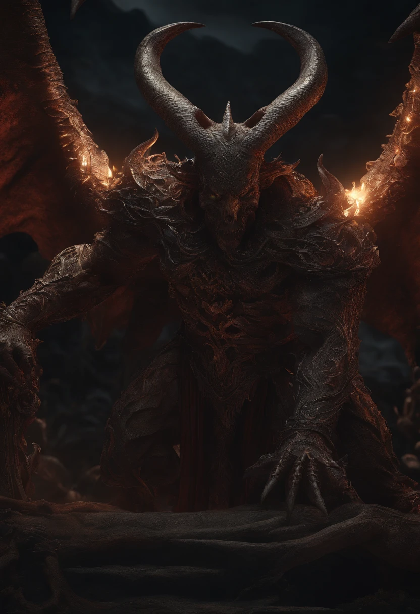 "A technological winged demon, ultra-detailed cinematic from Giovanni Strazza. Crisp depth of focus, enveloping shadows and misty mist, creating a sense of depth and drama." Accent lighting and lifelike 8K HDR colors bring the demon to life in photorealistic quality that is sure to impress. This work of art showcases Strazza's talent for creating highly detailed, ultra-realistic sculptures with a cinematic feel."