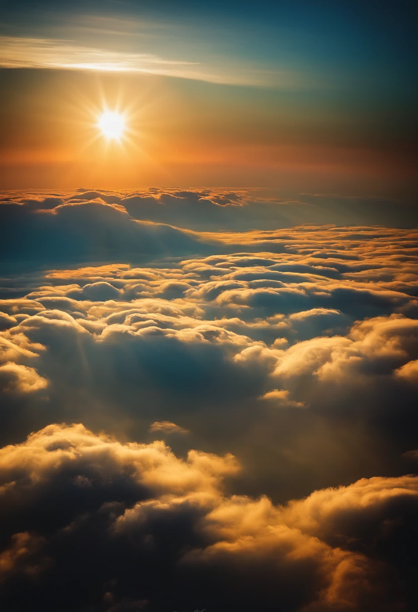 I want to make a picture of the sky, Above the clouds, com fundo de luz