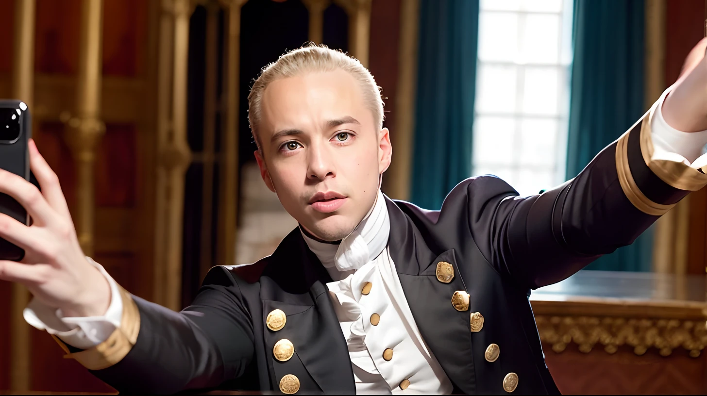 Aaron Burr from the musical “Hamilton” taking a selfie