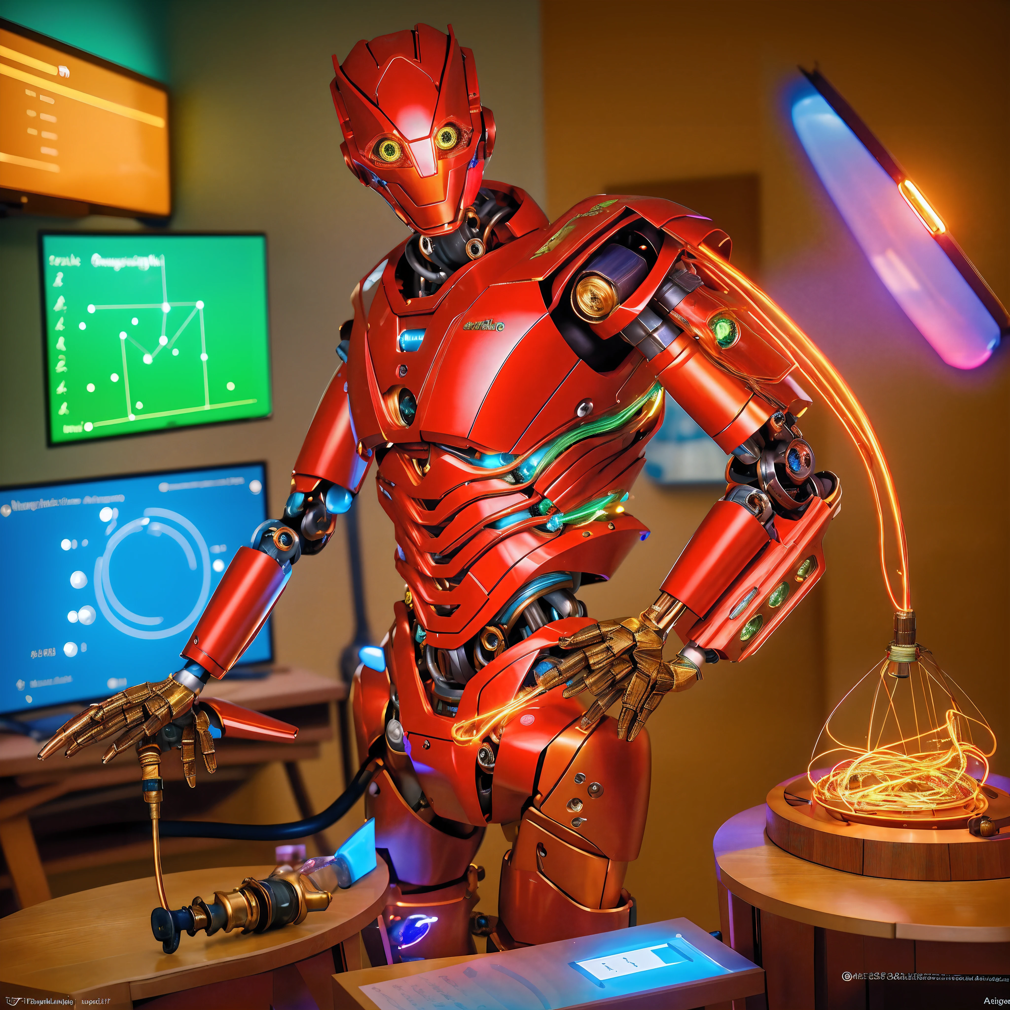 (ultradetailed), (ultrarealistic), (Masterpiece:1.2), (meticulously fine accute detailing), ((best quality, perfect detail, vivid masterpiece, absurdres, amplified enriched colorization, nsfw, ultra high octane rendering through unreal engine and cryo engine)),
in a cluttered unkempt mad scientists laboratory, intensely crowded room full of weird machinery and glowing multicolored liquid filled beakers and glass vials, many winding interwoven pipes and wires and hoses erratically scattered like webbing, nearing infinite gear works interlaced with coils, sprockets, interlocking mechanisms, pistons, switches and levers, unhoused mechanics, machinery wifh no casing, flashing lights on consoles and other devices, many screens with graphs charts tables and mathematics, on a large central metallic shimmering crisp sharp hard table, advanced futuristic many armed medical machines all working in unison, weaving flesh and mechanics together like intricate fabric, finely intertwined, brilliantly designed, anatomic robotic erotic android, being created and given sentience, spark of life, awakening, a beautiful bionic bitch, naked fleshwoven cybernetic , hot tight fit sleek unique creation, purposely designed for use as a sexual object, sex android, cyborg , synthetic , pleasure programmed, magnificent appearance with eye blistering sharpness enhanced by vivid visual special effects applied gratuitously to precisely portray the ultimate perfection of weaving robotics and living flesh together as one in absolute harmony, quadratic enhancement of resolution, upscale enhancement applied each time, creating octagonal image enhancement integrated into final flawless composition,
