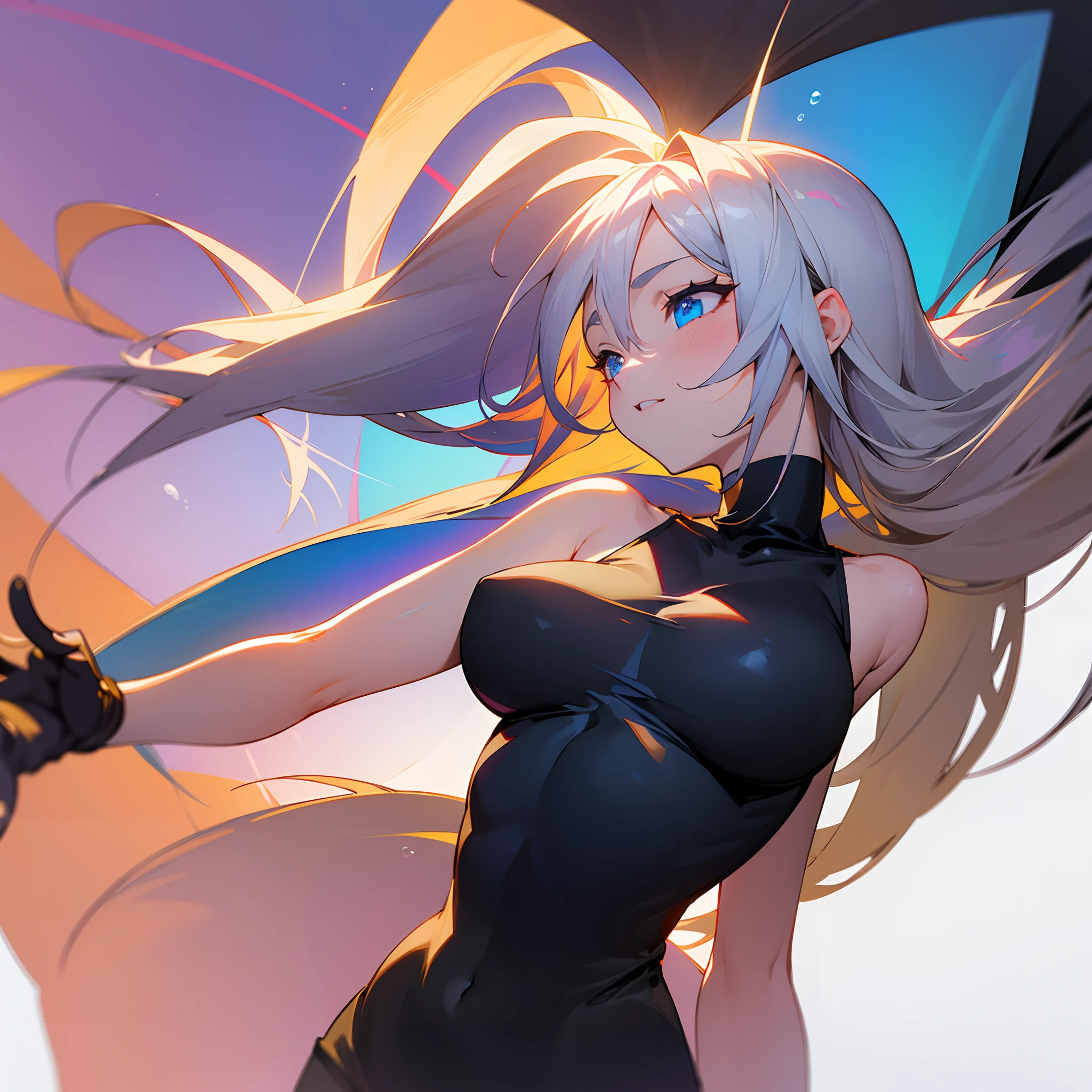 Dark Magician Girl、MKSKS style、(3 people:1.2)、(highly detailed back ground:1.0)、(highly detailed back ground:1.0)、masterpiece、top-quality、超A high resolution、in 8K、BREAK、(Silver and golden hair、Very long hair)、BREAK、Detailed clothing、Pale red tank top、Detailed skin、glowy skin、A detailed eye、Blue eyes、looking in camera、Burning cheeks、Laugh、Large breasts、BREAK、(Soap bubbles:1.2、rainbows、White background)、Daytime、dynamic ungle