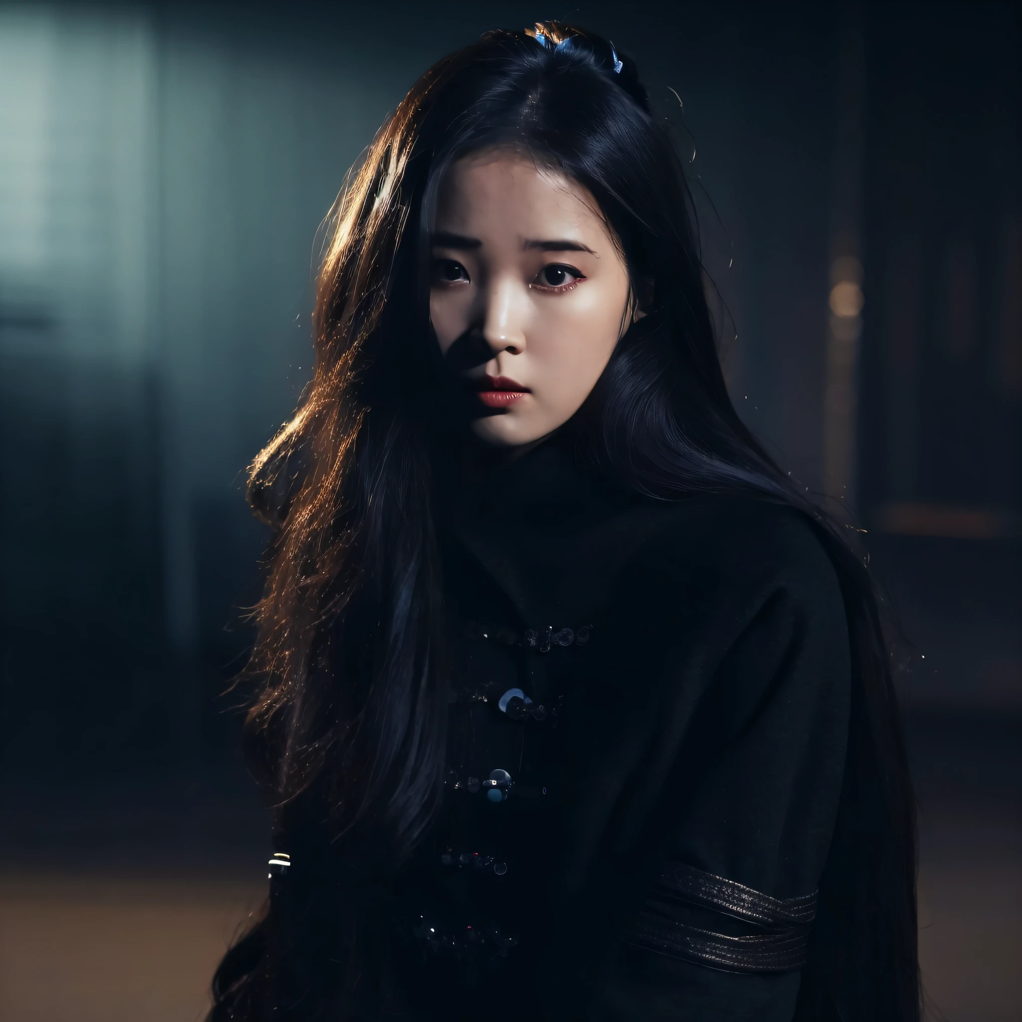 arafed woman with long black hair and a black top, korean woman, asian woman, chinese girl, iu lee ji-eun as a super villain, chinese woman, korean girl, an asian woman, a young woman as genghis khan, beautiful south korean woman, beautiful oriental woman, portrait of female korean idol, a young asian woman, asian girl