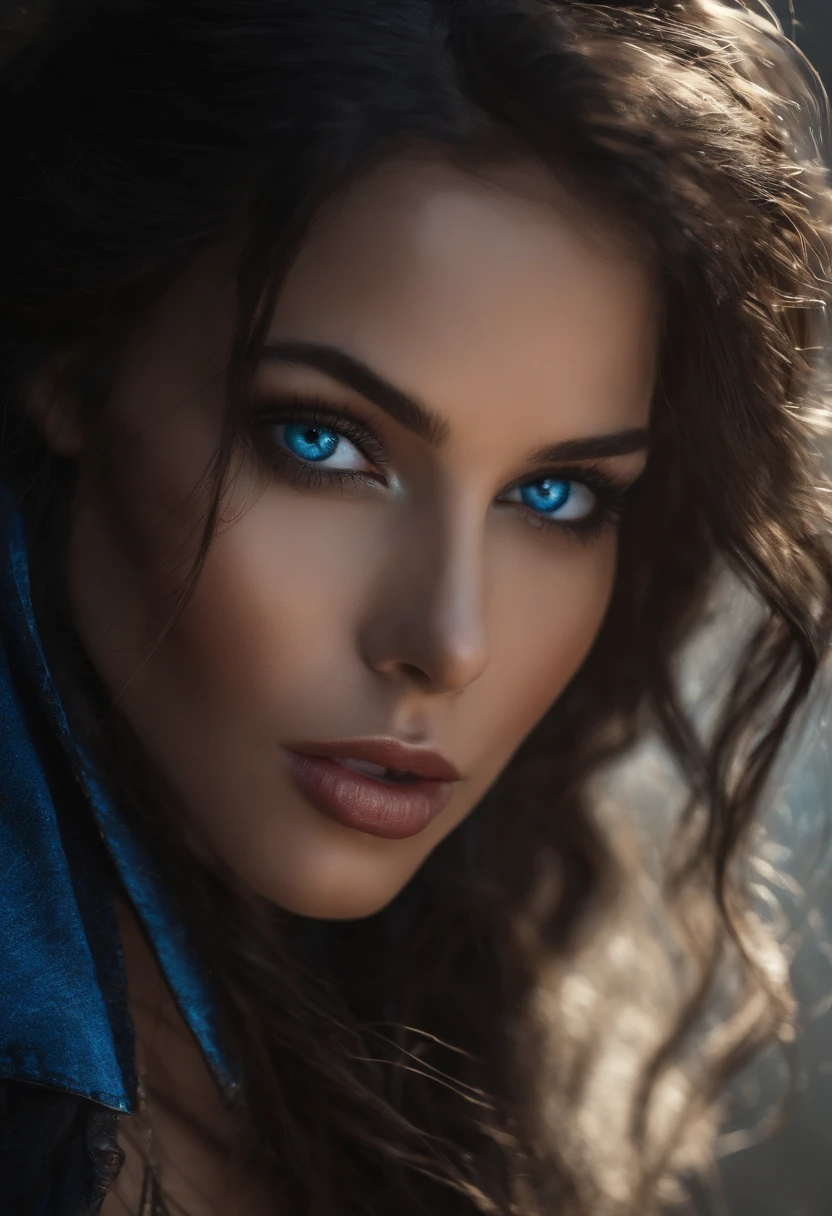 sexy,dark hair,blue eyes,1girl,beautiful detailed eyes,beautiful detailed lips,vivid colors,dramatic lighting, topless, NSFW