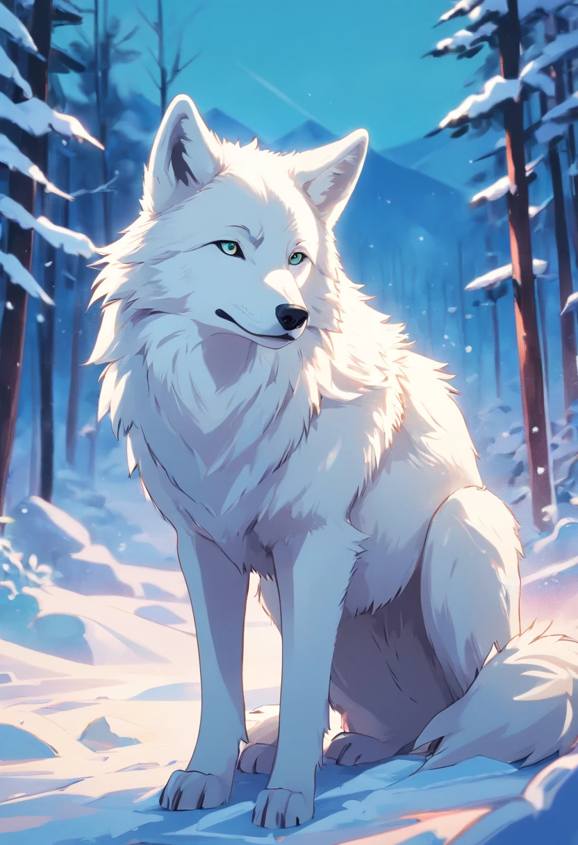 "Surreal 32K level(32K)Portrait of an arctic wolf,Capture every pore and texture with a delicate texture and form,An injured wolf, bleeding and trapped, the fur is white and blood stained. The background is snowy and cold"