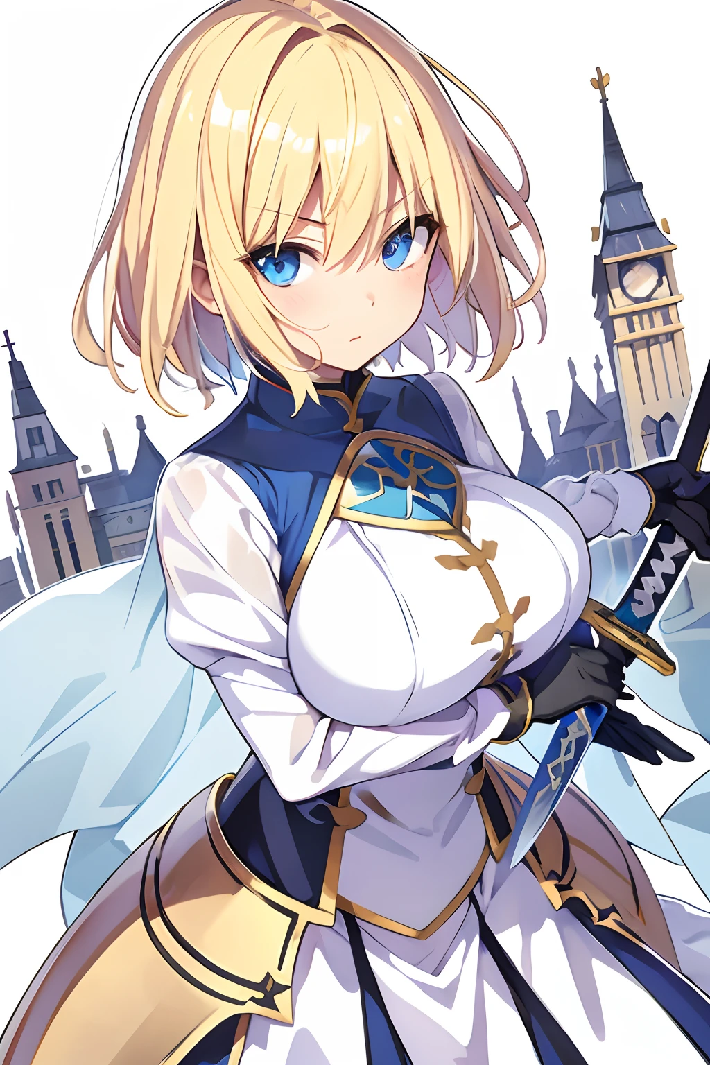 Professional animation quality、One、​masterpiece、hightquality、Saturation coloring、2D、独奏、Kawaii Girl、with round face、drooing eyes、Transparent eyes、White Palace、Wall with artistic murals、Nasty Obscene Knight、Darken the surroundings、pleasing face、Cute neck choker in white、Niyashi、full armor、Kenhime、Sword Demon、Realistic fabric style、sitting on chair with spreading legs、barechested、Full view of the pubic area、The pubic area is wet with liquid、Armor treated with white scales、Pure White Palace、Hold a big sword、White chandelier、Shining Image、White Fantasy、House of Paradise、Scale realistic glow texture、