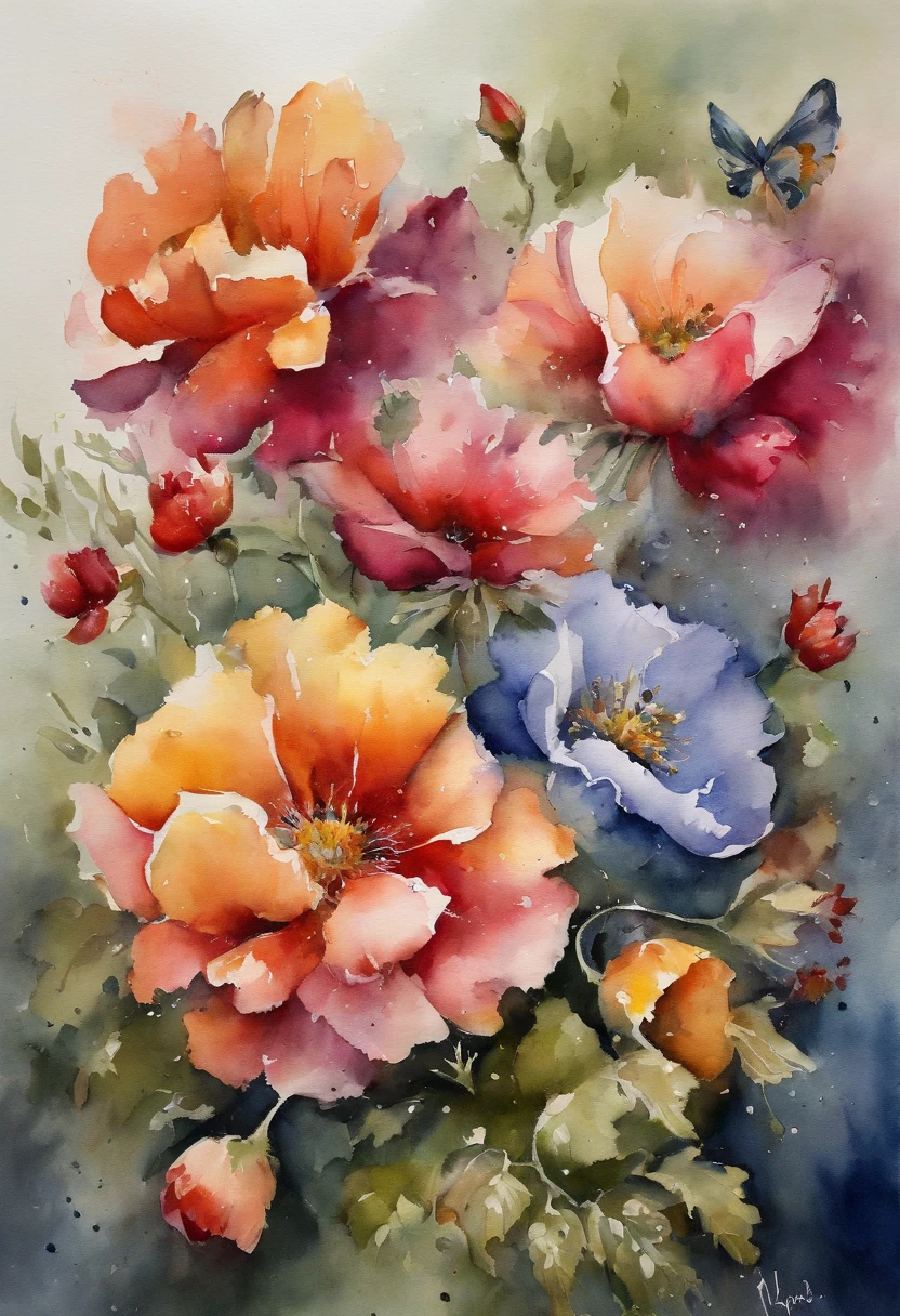 a painting of a bunch of flowers with watercolor paint, detailed watercolour, botanic watercolors, watercolor detailed art, canvas art print, detailed flowers, highly intricate, watercolor artwork of exotic, watercolor illustration, watercolor painting style, masterful detailed watercolor, detailed watercolor, by Paul Davis, watercolour, leaning towards watercolor, by Károly Lotz, watercolor masterpiece