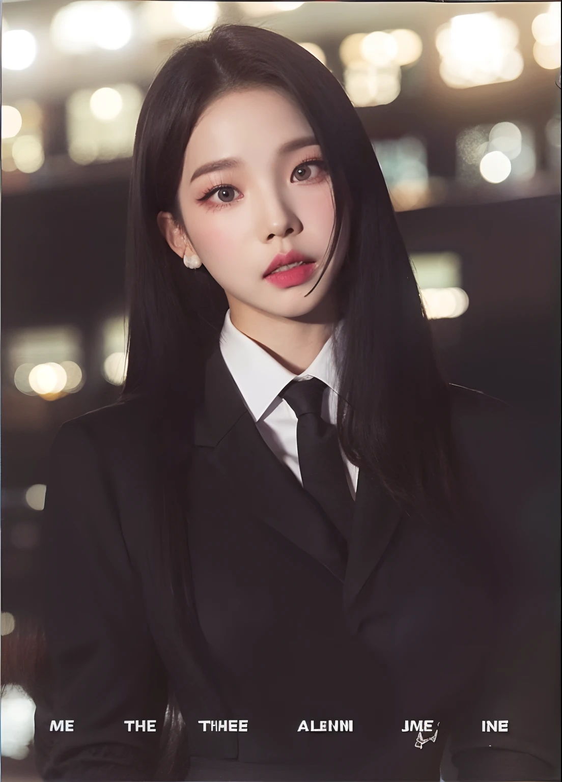 There is a woman in a black suit and tie posing for a photo, portrait of jossi de blackpink, jinyoung shin, Jaeyeon Nam, korean idol woman portrait, ulzzang, Hwang Se - En, Bae Suzy, Heonhwa Choe, Lee Ji Eun, lee ji-eun, sun yunjoo, jossi de blackpink