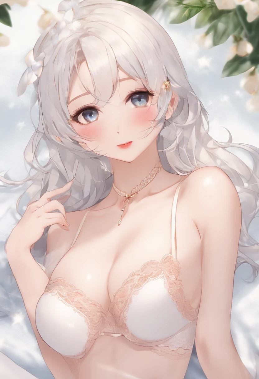 ultra-detailliert、masterpiece、top-quality、超A high resolution、8K high image quality、Photogenic clarity、A detailed eye、gradients、Spring outdoor、During the School Cultural Festival、(((Colorful lingerie in pale colors)))、Very flashy lingerie、Tiny bra and panties、Lots of people、perfect anatomy body proportions ,hard disk、nffsw , Nikon Z9 80mm Lens , masutepiece、Model Standing、Small bra、Pubic hair can be seen through the lace of the panties、(((Panties are lace material)))、(((See all panties)))、Sit in a triangle with your thighs slightly inward、panties focus、too bright natural light、Sunshine、Detailed lace panty pattern、(((Beautiful alignment and snow-white teeth)))、The most popular and beautiful employees of the company、Ultra slim body Gcup bust、Body shape of slim model、Beautiful posture、hair headband、