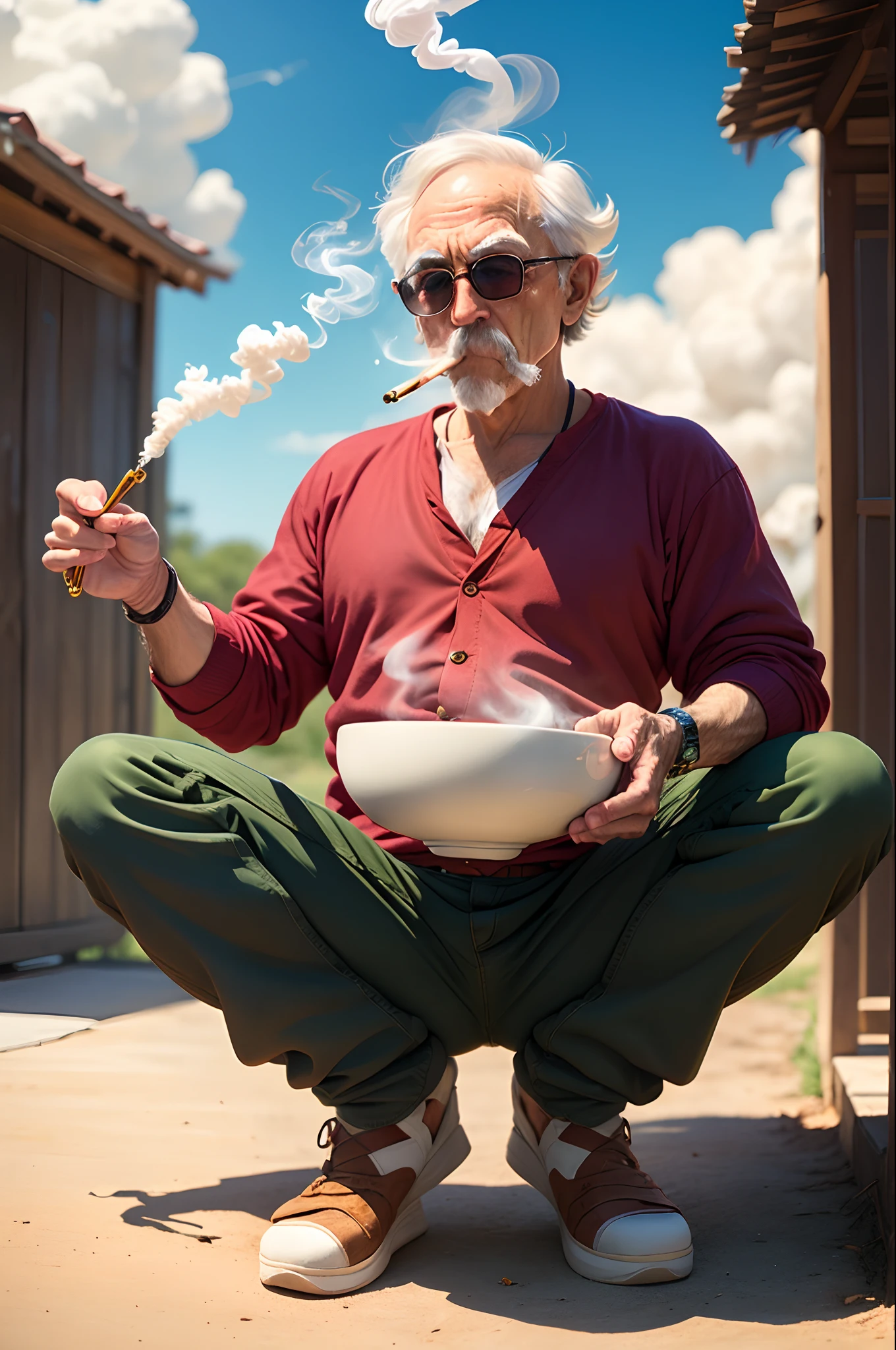 Master roshi smoking a bowl