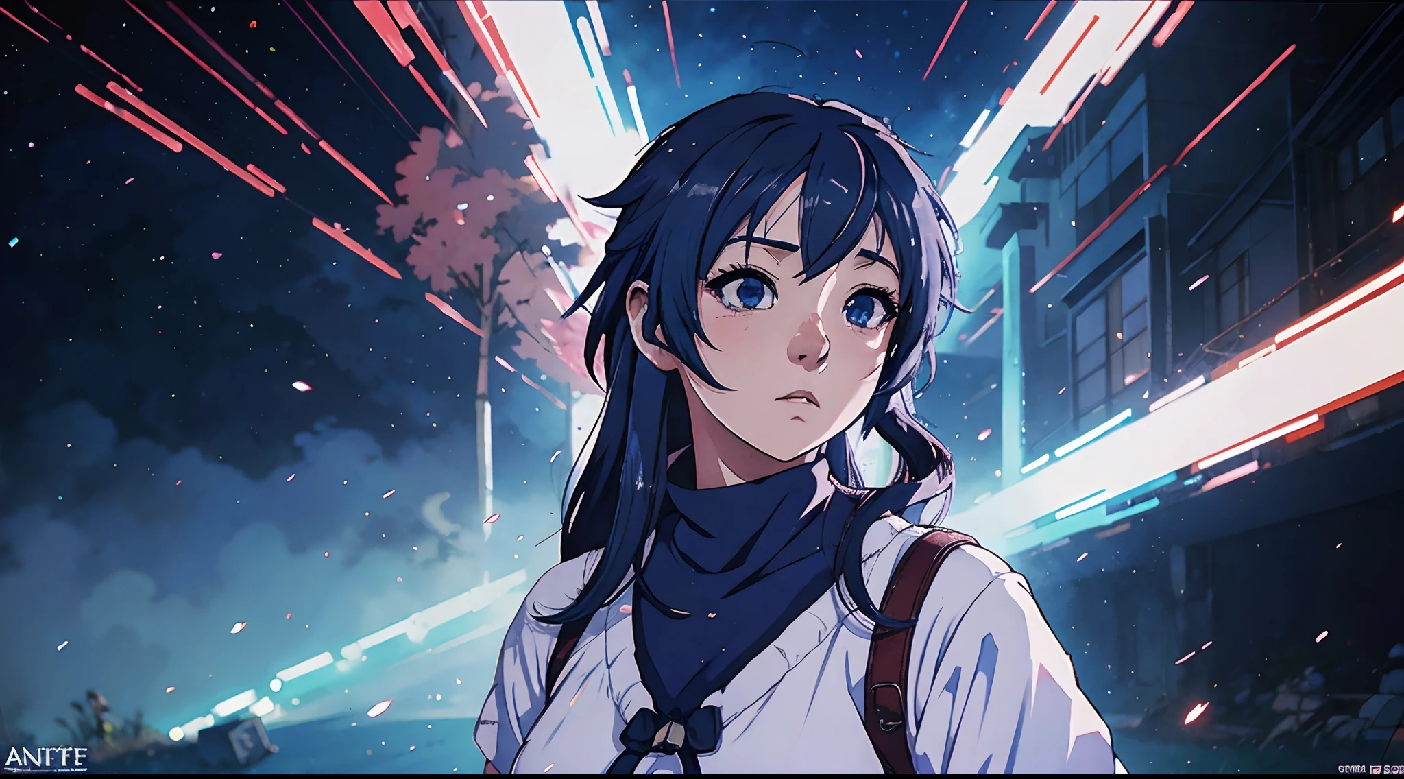 anime com cabelo azul e colete vermelho com olhos azuis, estilo anime 4K, Anime Art Wallpaper 8K, arte de anime digital detalhada, badass anime 8 k, arte de anime digital, Anime Art Wallpaper 4K, Anime Art Wallpaper 4K, arte digital estilo anime, Papel de parede anime 4k, estilo anime. 8k, 4k anime wallpapers, Anime Wallpaper 4k