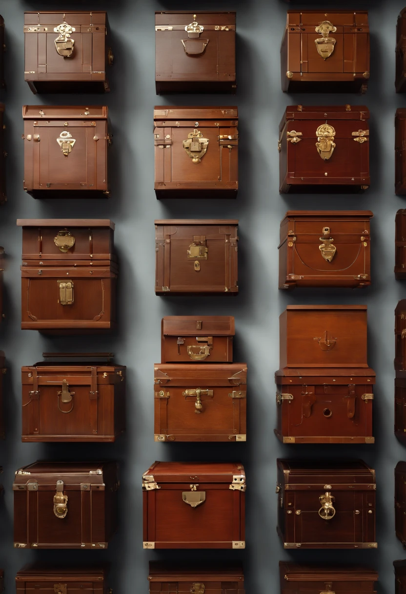 "Closed chests,, cartaz promocional, Imagem de alta qualidade, minimalismo, fundo liso"