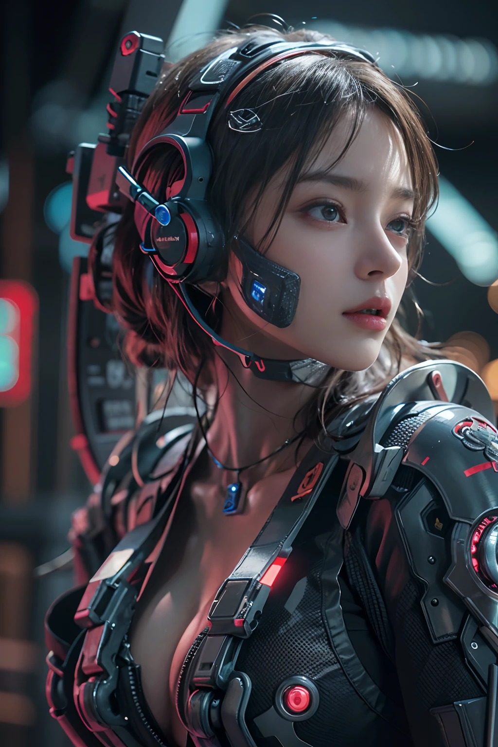 Best Quality, 超A high resolution, Beautiful girl as a doomsday killer, (Highly detailed futuristic technology for holding firearms), very detail hair, 1 girl, Super Resolution, Very detailed face, Extremely detailed light and shadow, ((Full body)), With a wire around the neck,, (Vista), Realistic sci-fi cyberpunk power armored machine girl, Close-up portrait film, 8K, nffsw ((intricate-detail, super detailed)), (Backlight: 1.3), (movie: 1.3), (art  stations: 1.3)　Ultra Tech Function Goggles