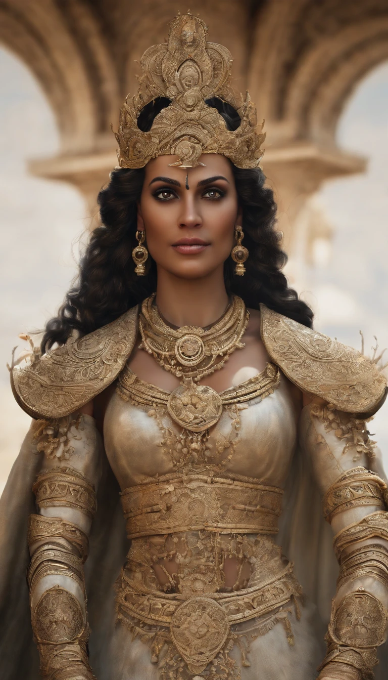 With incredible detail, textures and maximum detail), (hyper realistic:1.4), (Realistic:1.3), (Partee superior do corpo para cima:0.4), (melhor qualidade de pele textura real), ((mundo da mitologia grega)), olhos finamente detalhados, Rosto finamente detalhado, (Blank women's tunic), (Sacerdotisa feminina em branco), (Female goddess on white), (Female Goddess), olhos gentis, (Ela tem um sorriso gentil no rosto:1.4), Nice and feminine face, intrincados:1.1), Antecedentes complexos, corpo bonito e esbelto, ao fundo uma fogueira bem luminosa em um templo grego