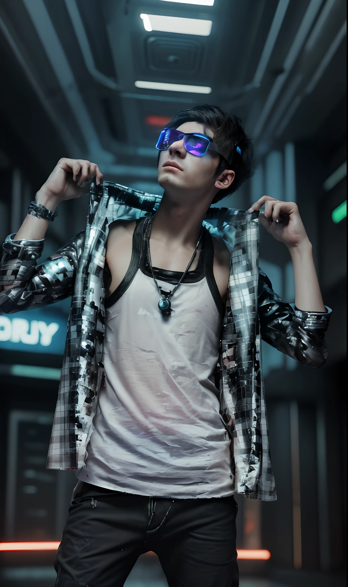 Change background cyberpunk handsome boy, ultra realistic, 4k,